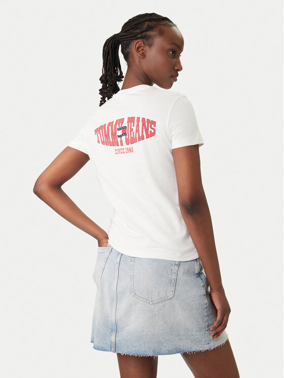 Tommy Jeans Tommy Jeans T-shirt Wavy Flag DW0DW22274 Bianco Regular Fit