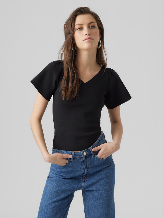 Vero Moda Vero Moda Μπλουζάκι Ginny 10278323 Μαύρο Slim Fit