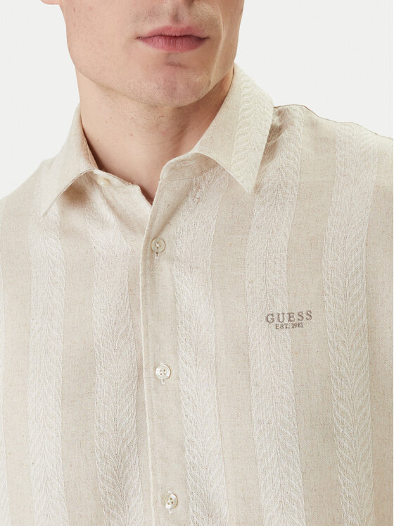 Guess Guess Camicia M6GH28 W1717 Beige Regular Fit