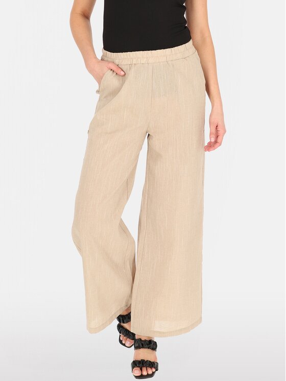 Perso Perso Spodnie damskie PTE252689F Beżowy Regular Fit