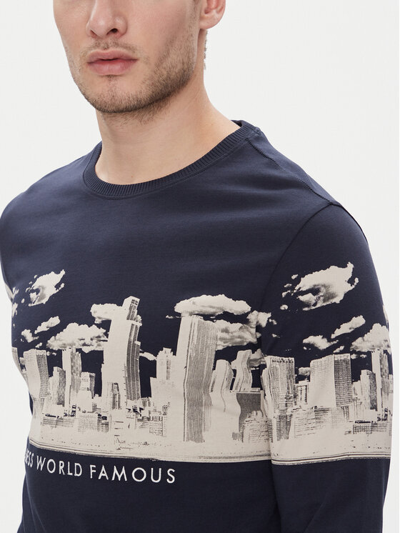 Guess Guess Longsleeve Skyline M3YI13 I3Z13 Granatowy Slim Fit