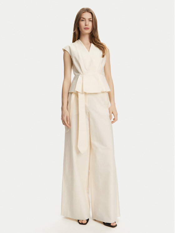 Marella Marella Palazzo kelnės Luca 2513131032 Écru Wide Leg