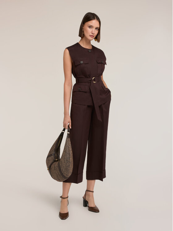 Motivi Motivi Pantaloni di tessuto P095Q004555N0V2 Marrone Over Fit