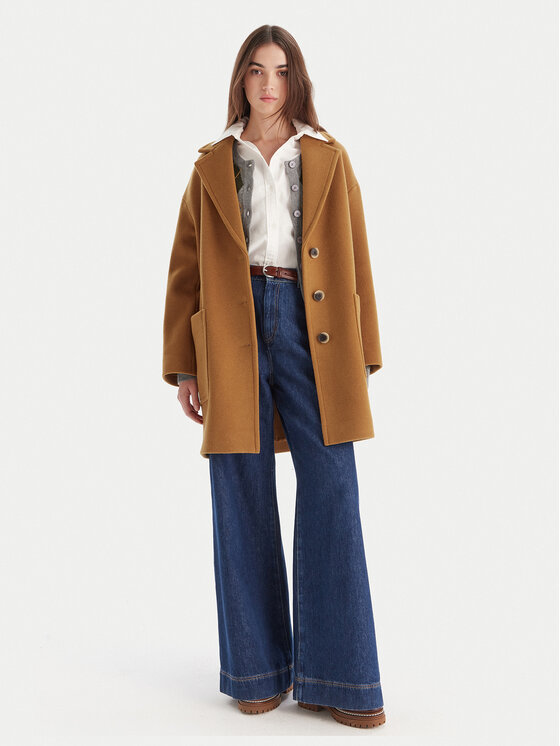 MAX&Co. MAX&Co. Vlněný kabát 2526016023200 Hnědá Regular Fit