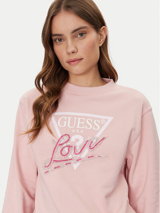 Guess Guess Bluza W5GQ05 KB683 Różowy Regular Fit
