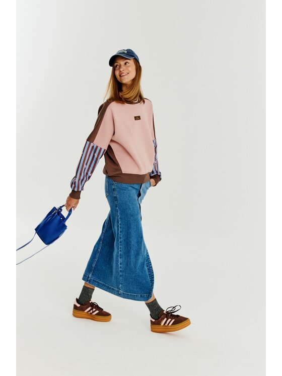 NAOKO NAOKO Bluza Free Soul Beżowy Oversize