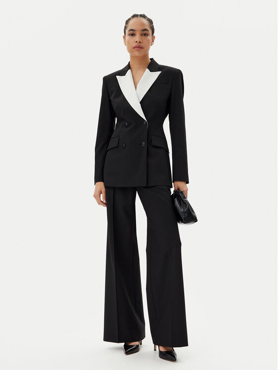 HUGO HUGO Palazzo kalhoty Hasmina 50542647 Černá Wide Leg