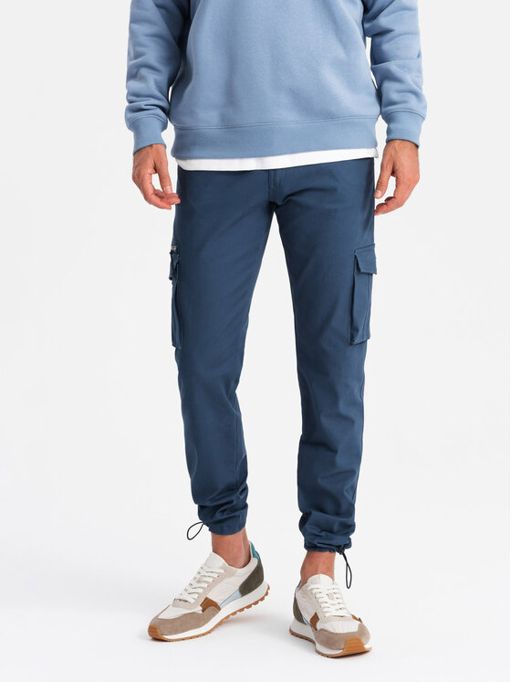 Ombre Ombre Cargo kalhoty OM-PACG-0196 Tmavomodrá Regular Fit