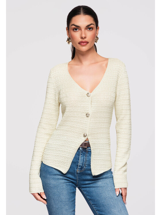 Ombre Ombre Kardigan OW-SWCD-0100 Żółty Slim Fit
