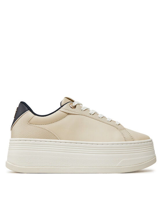 Tommy Hilfiger Sneakersy Th Platform Sneaker Triangle FW0FW08115 Béžová