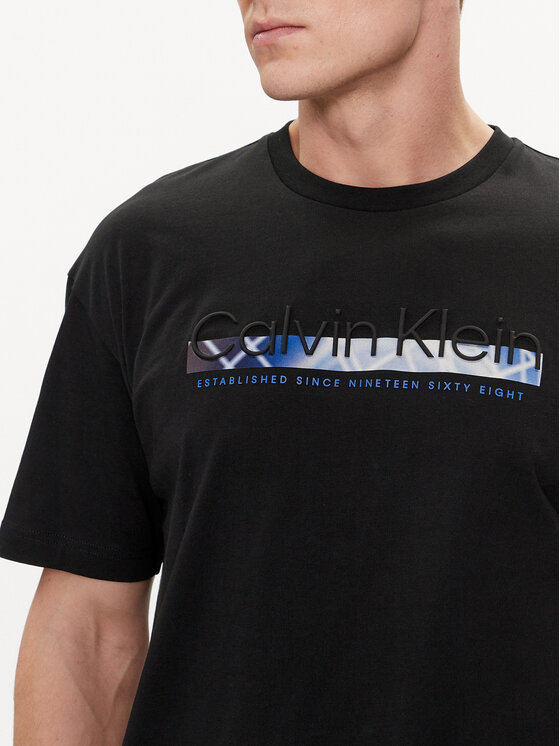 Calvin Klein Calvin Klein T-shirt Raised Linear Logo K10K112490 Crna Regular Fit