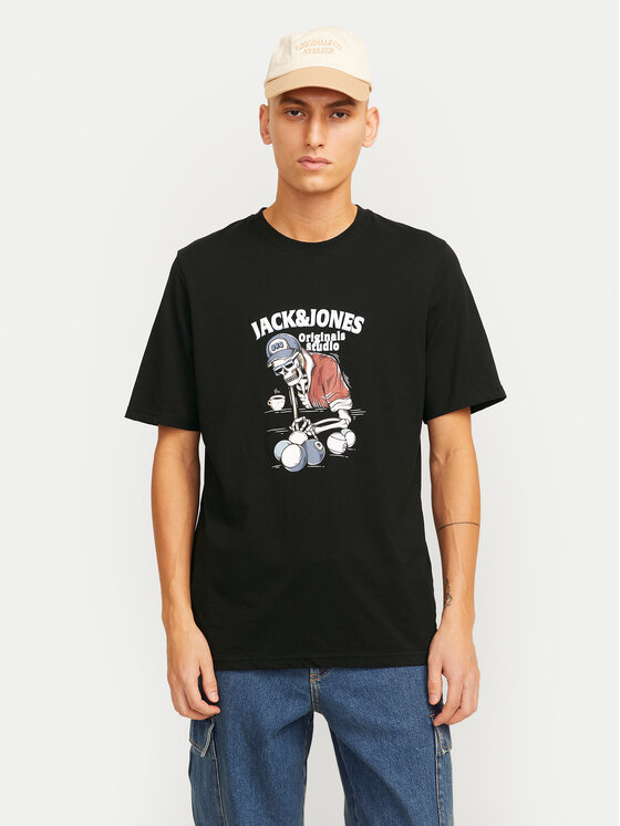 Jack&Jones Męski T-Shirt, rozmiar S, Czarny, Eight Skull 12264841