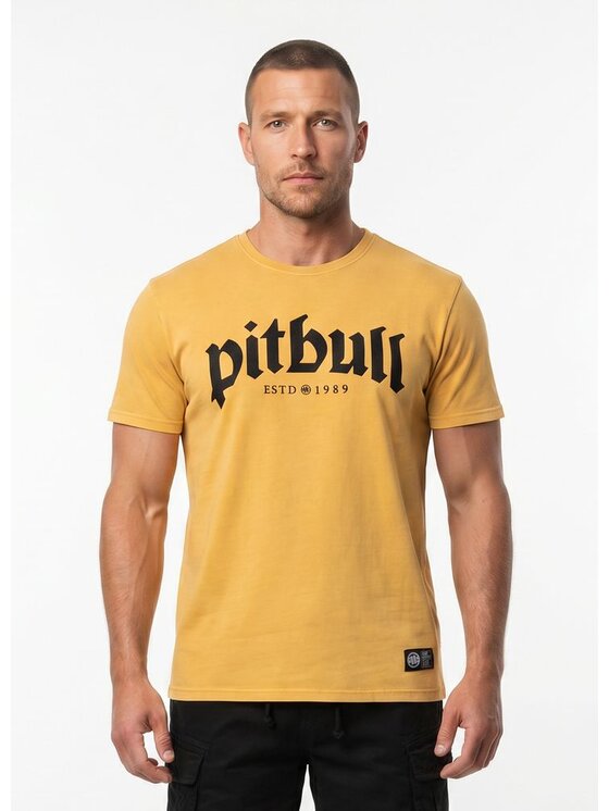 PITBULL PITBULL T-Shirt O'SIDE SKULL Żółty Regular Fit