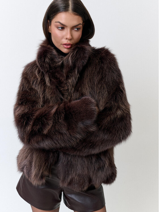 FAN LEATHER FAN LEATHER Kurtka zimowa FW853-60 Brązowy Loose Fit