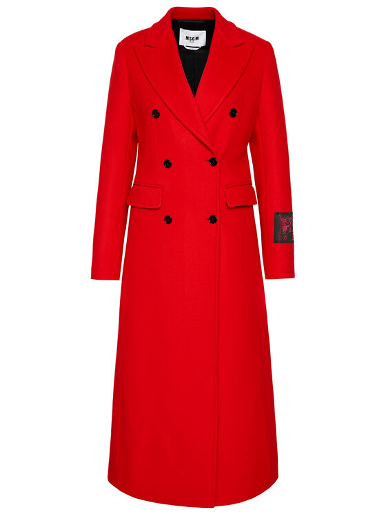 MSGM Cappotto di lana 2941MDC15 207521 Rosso Regular Fit