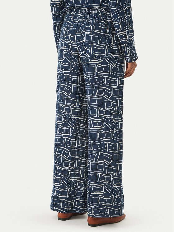 Tommy Hilfiger Tommy Hilfiger Текстилни панталони WW0WW48970 Тъмносин Wide Leg