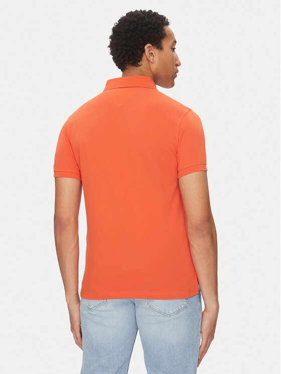 Tommy Hilfiger Tommy Hilfiger Тениска с яка и копчета 1985 MW0MW17771 Оранжев Slim Fit
