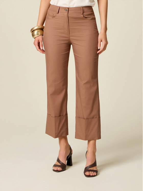 Oltre Oltre Spodnie materiałowe P736R009310N022 Brązowy Regular Fit
