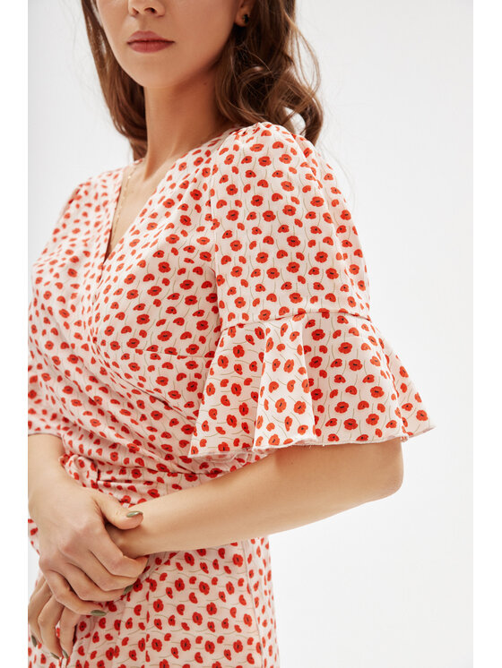 Mirons Mirons Sukienka koktajlowa Print Biały Feminine Fit