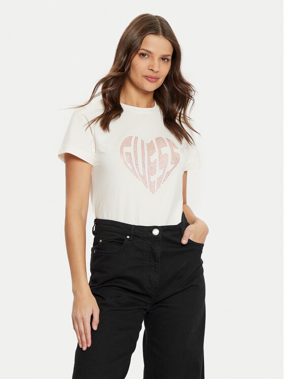 Guess Guess Тишърт V5RI08 J1314 Екрю Slim Fit