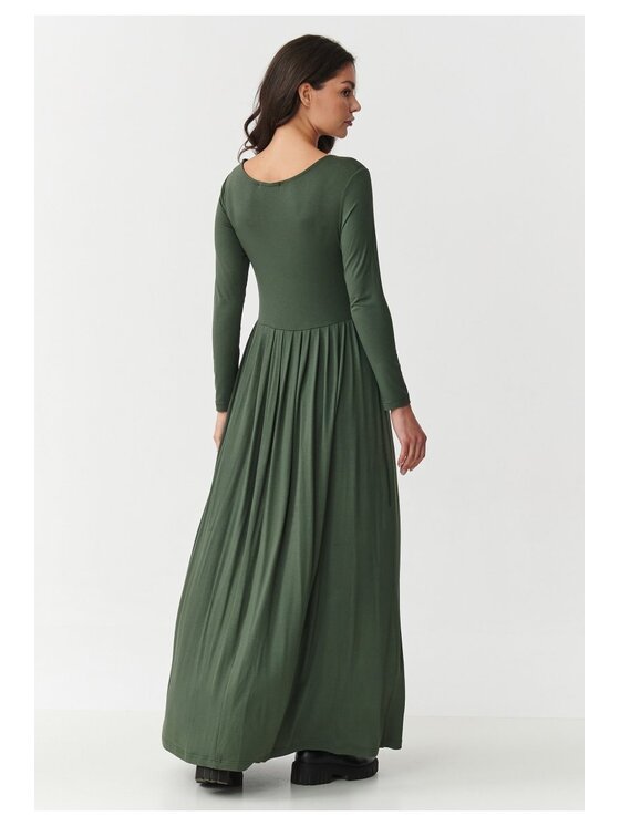 Makadamia Makadamia Sukienka codzienna M896 Khaki Flared Fit