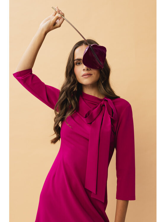 Stylove Stylove Sukienka koktajlowa S346 Fioletowy Modern Fit