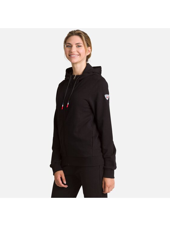 Rossignol Rossignol Bluza Full-Zip Hooded Logo Sweatshirt Czarny Regular Fit