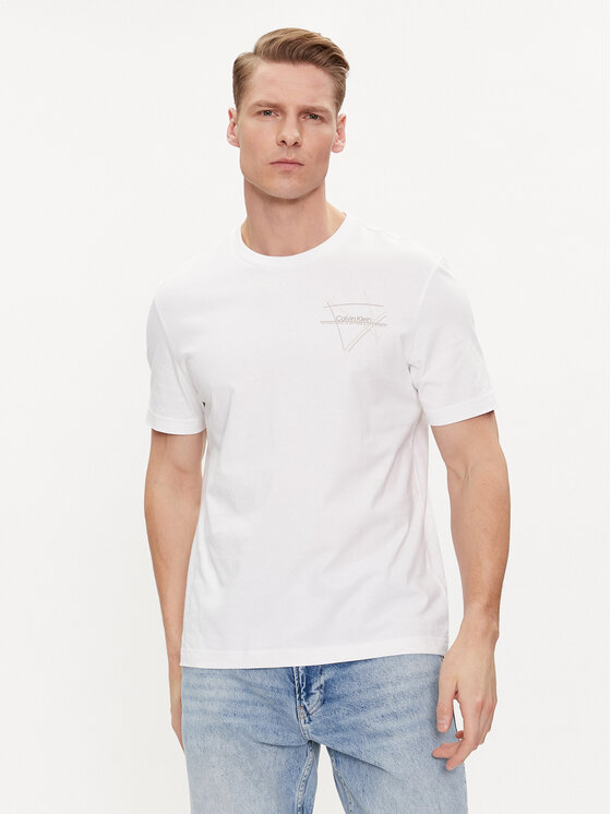 Calvin Klein T-shirt Linear Graphic K10K112482 Bianco Regular Fit, taglia : XL