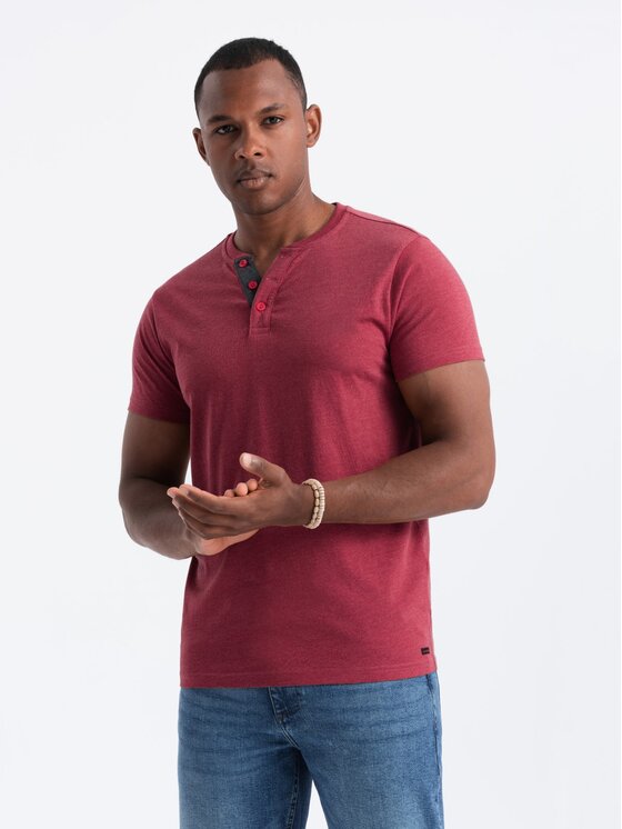 Ombre Ombre T-Shirt OM-TSCT-0155 Červená Regular Fit