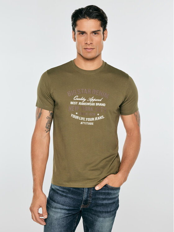BIG STAR BIG STAR T-Shirt NEVISSER Zielony Basic Fit