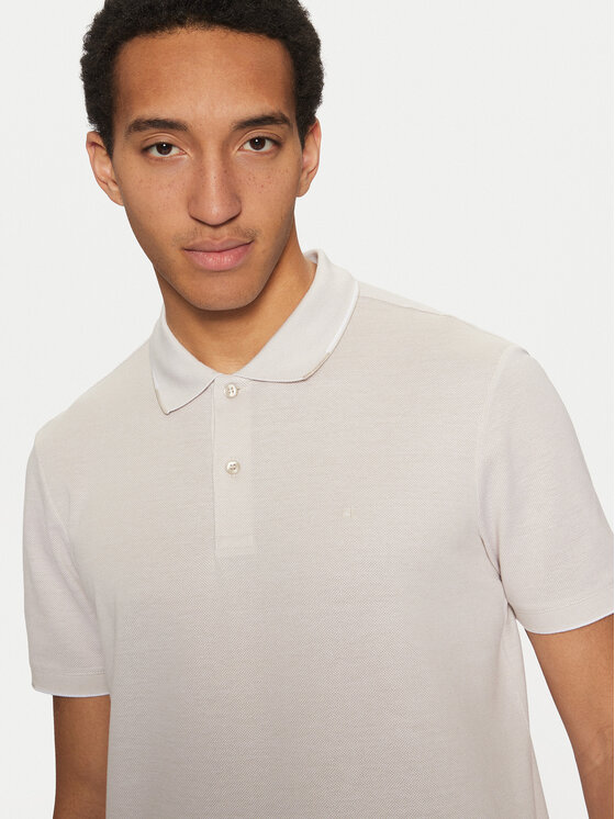 Calvin Klein Calvin Klein Тениска с яка и копчета K10K114475 Бежов Regular Fit