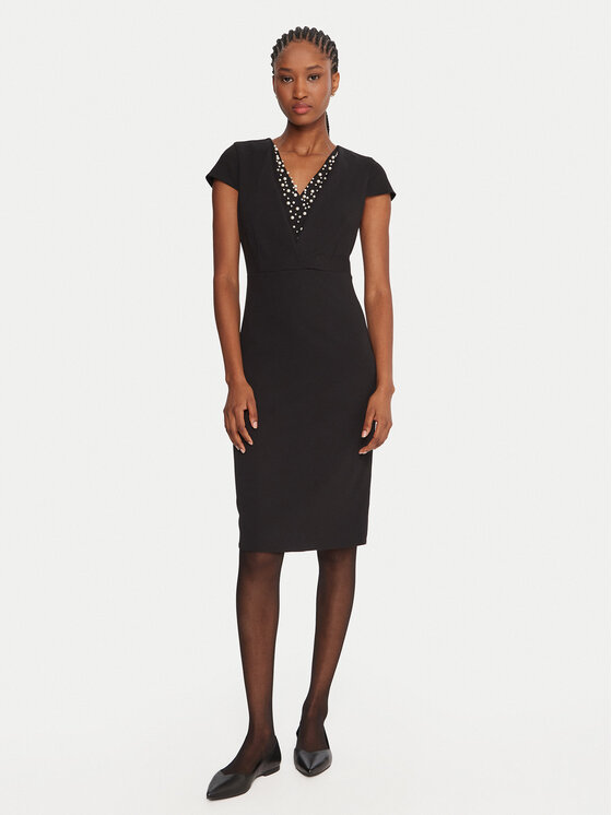 Rinascimento Rinascimento Cocktail obleka CFC0125515003 Črna Slim Fit