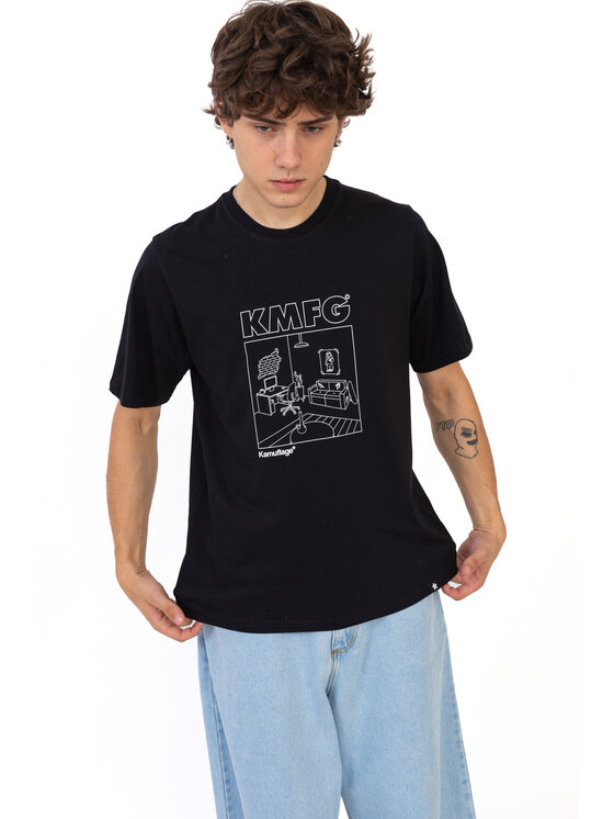 Kamuflage Kamuflage T-Shirt Lägenhet Czarny Comfortable Fit
