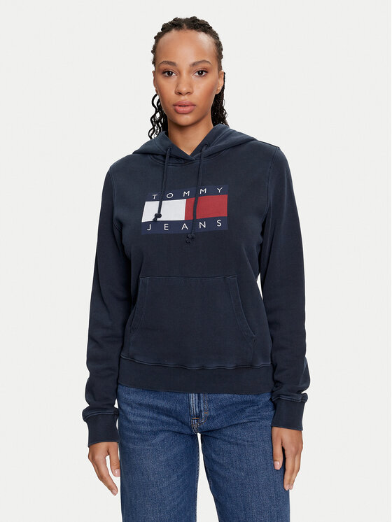 Tommy Jeans Sweatshirt Flag DW0DW18654 Dunkelblau Regular Fit Modivo