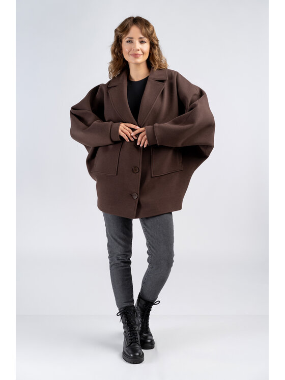 Salme Salme Płaszcz wełniany Omena Brązowy Oversize