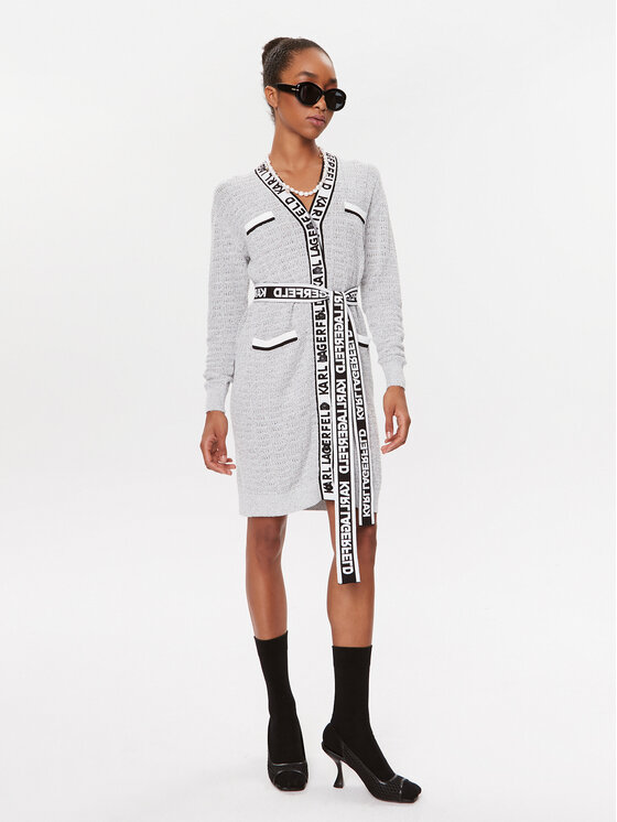 KARL LAGERFELD KARL LAGERFELD Strickjacke 235W2006 Grau Regular Fit