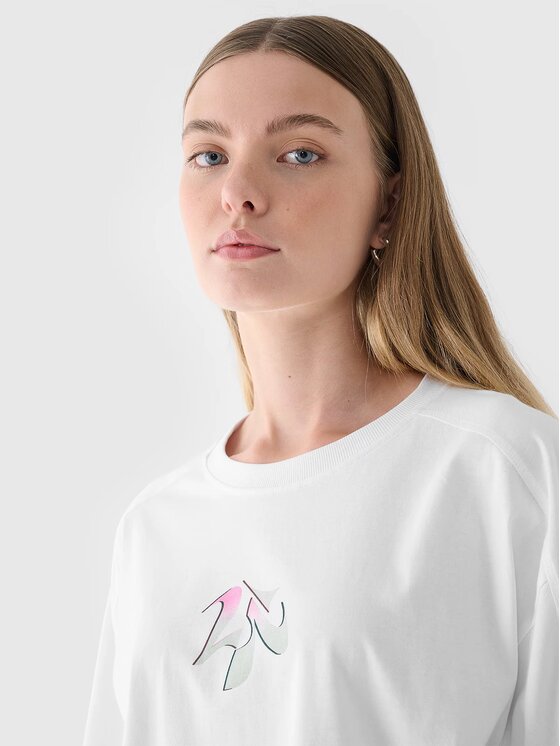 4F 4F T-shirt 4FRAW24TTSHF2582-10S Bianco Oversize