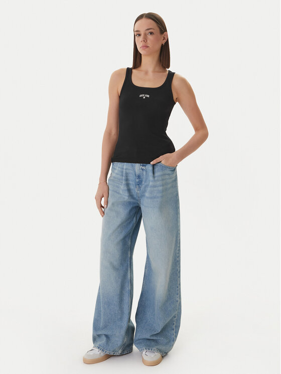 Guess Jeans Guess Jeans Τοπ W6GPZ2 KA0H1 Μαύρο Slim Fit