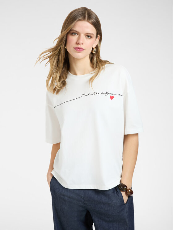 Elena Mirò Elena Mirò T-shirt G015Z000653N011 Bianco Regular Fit