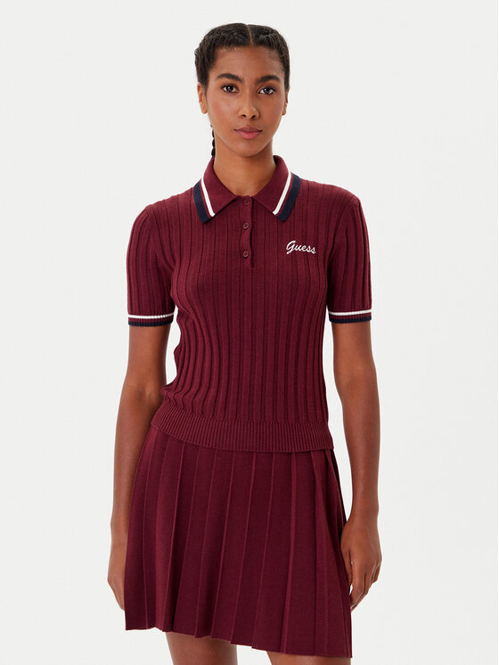Guess Guess Pulover V5BP04 Z1152 Bordo rdeča Regular Fit