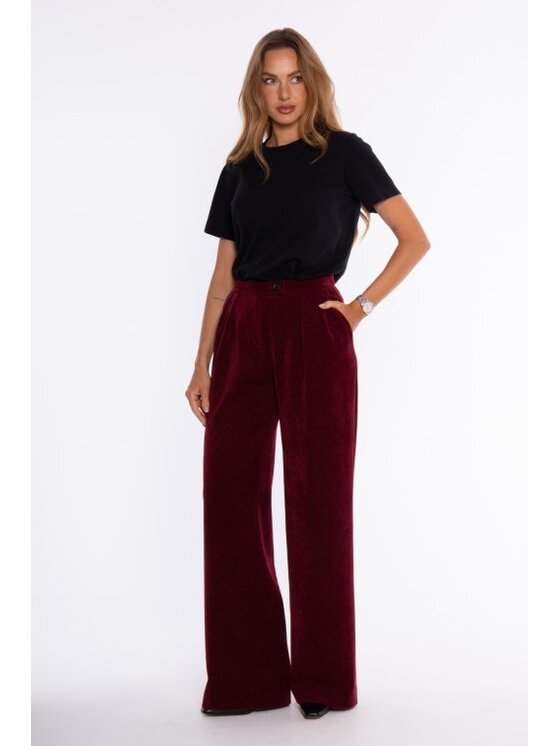Made of Emotion Made of Emotion Spodnie materiałowe M932 Bordowy Wide Leg