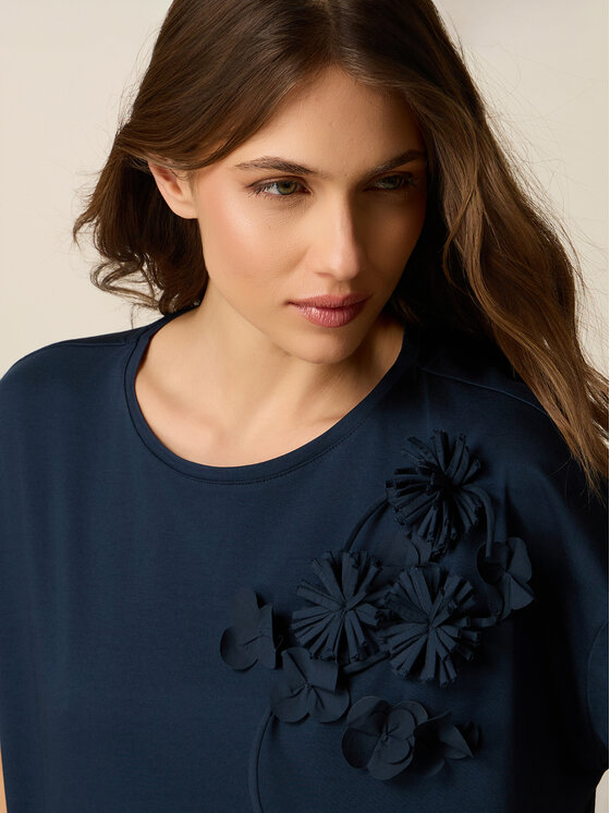 Oltre Oltre T-Shirt G007J004362N034 Niebieski Boxy Fit