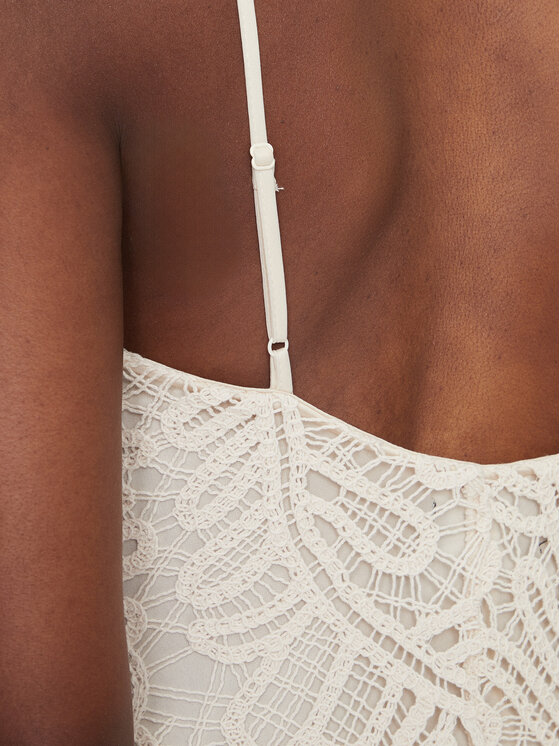 BARDOT BARDOT Cocktail obleka 57998DB6 Écru Slim Fit
