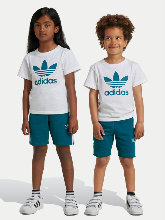 adidas adidas Komplet majica in kratke hlače adicolor JE1610 Turkizna Regular Fit