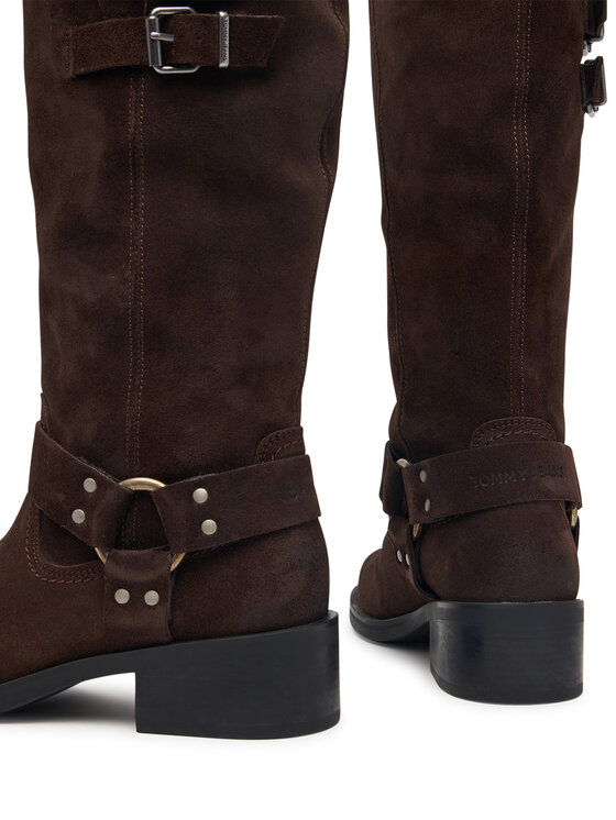 Tommy Jeans Tommy Jeans Kozačky ve vojenském stylu Tjw Brushed Suede Biker Boots EN0EN03110 Tmavě hnědá