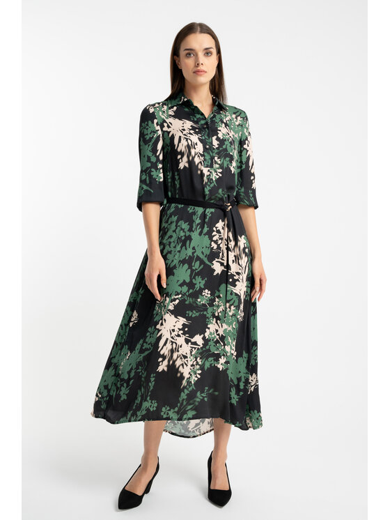 CLICK CLICK Každodenní šaty 60-6162 Zelená Regular Fit