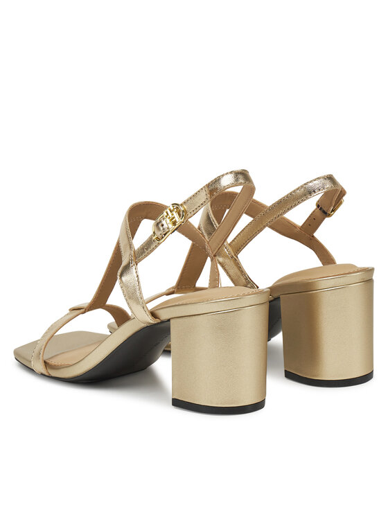 Tommy Hilfiger Tommy Hilfiger Basutės Leather Block Heel Sandal Metal FW0FW08590 Auksinė