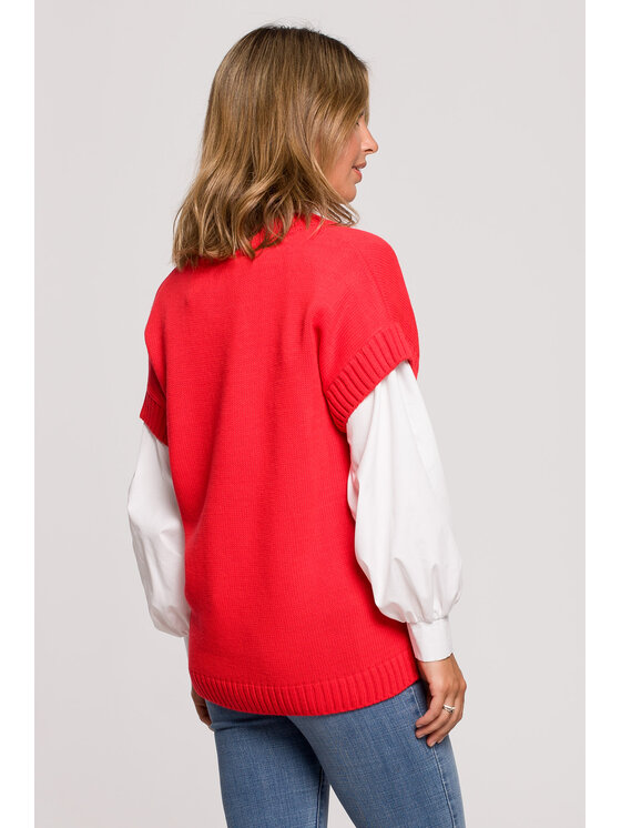 BeWear BeWear Sweter BK076 Czerwony Comfortable Fit