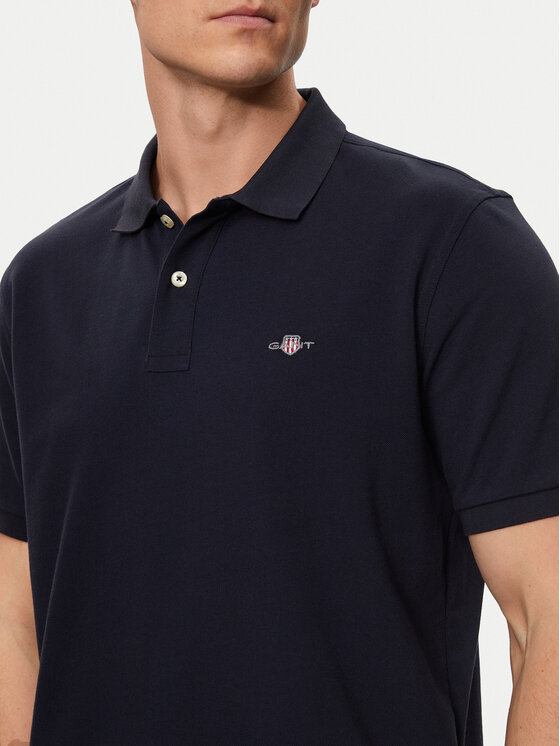 Gant Gant Тениска с яка и копчета Shield 2210 Тъмносин Regular Fit
