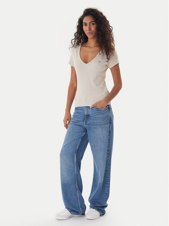 Tommy Jeans Tommy Jeans Тишърт Essential DW0DW17385 Бежов Slim Fit